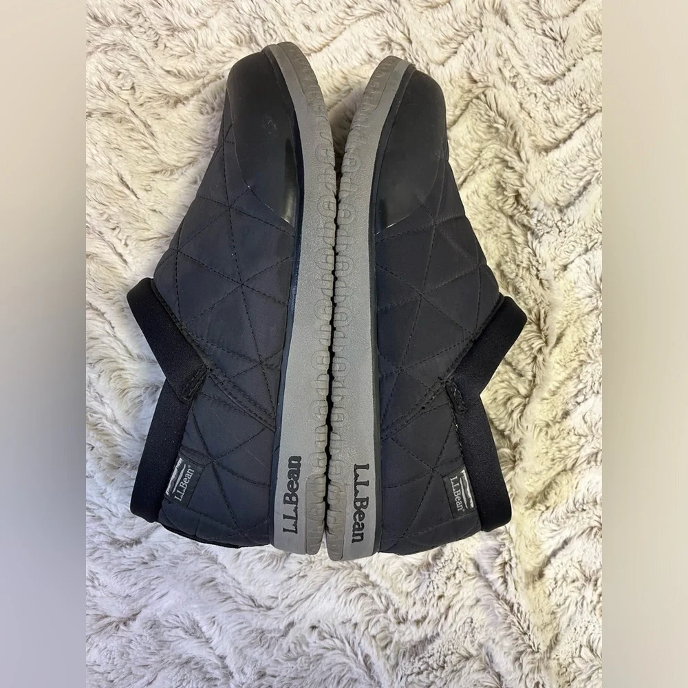 L.L. Bean Ultralight Primaloft Black Nylon Mesh Cozy Fleece Slip-Ons
